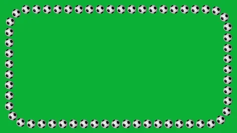 Multiple football balls forming border frame over green screen background Stock Footage 313560622