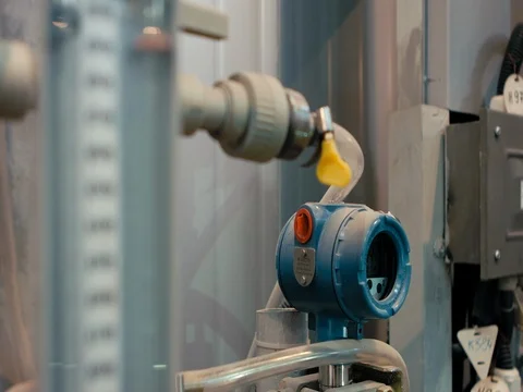 Multiple Gauges Reading Pressure on Equipment Stock Footage 76329229