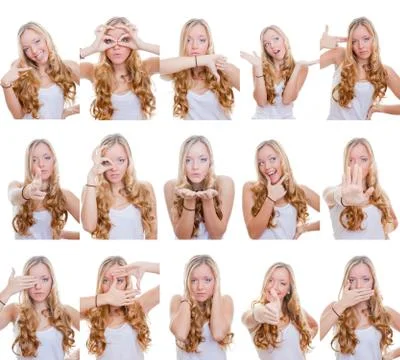 Multiple gestures or signs Stock Photos