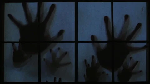 Multiple Ghost Hands Attack Japanese Paper Screen Stock Footage 130846416
