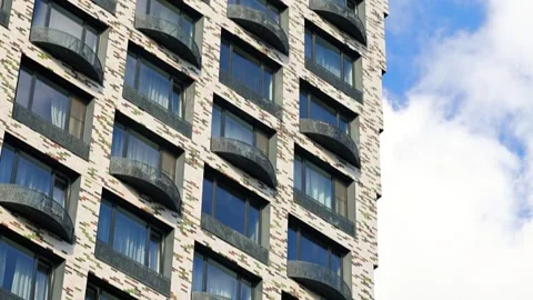 Multiple glass windows of a business building Stock Footage 319639562