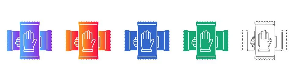 Multiple Glove Packaging Icons Illustrazione stock