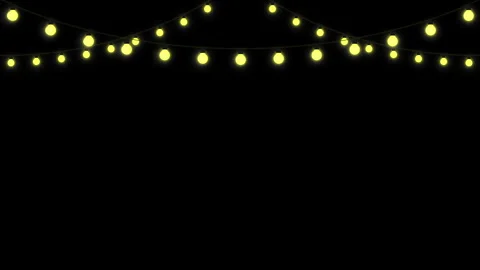 Multiple glowing decorative hanging yellow string lights animation. 库存影片 332680763