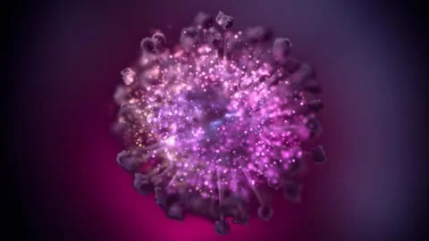Multiple glowing, intricate 3D biological virus structures rendered with special Stock Footage 346888253