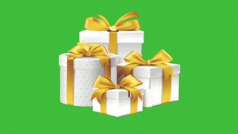 Multiple golden ribbon gift boxes with motion on green screen background Stock Footage 315052506
