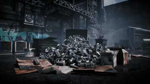 Multiple GPU graphics cards discarded in a garbage bin, symbolizing wasted money Vídeos de archivo 347319245
