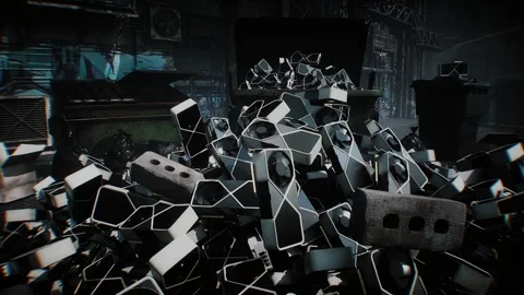 Multiple GPU graphics cards discarded in a garbage bin, symbolizing wasted money Stock Footage 347319298