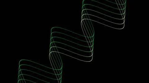 Multiple green and pale luminous lines create repeated loops along a steppe.. Stock Illustration