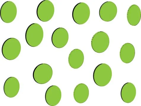 Multiple green coin-like circles arranged on a light background, suitable f.. Stock Illustration
