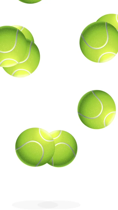 Multiple Green Tennis Balls Bouncing on a Solid White Background Stock Footage 339515879