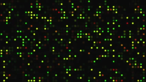 Multiple green yellow red square glowing grid pattern Stock Footage 341084027