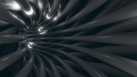 Multiple grey cables, wires and trasmitting data signals. Information technology Stock Illustration