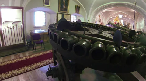 Multiple gun old cannon Stock Footage 35261366