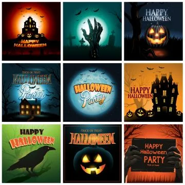 Multiple Halloween background poster ad collection Stock Illustration