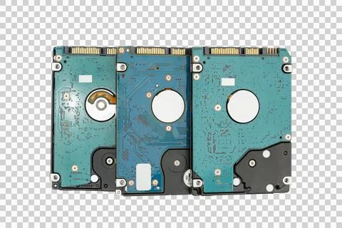 Multiple hard disk drives showing circuit boards Stock Photos