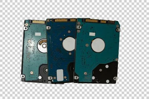 Multiple hard disk drives showing circuit boards Stock Photos