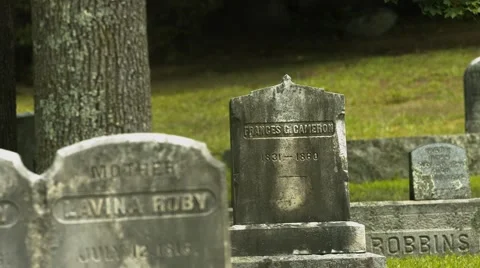 Multiple Headstones in Cemetery Stock Footage 40909553