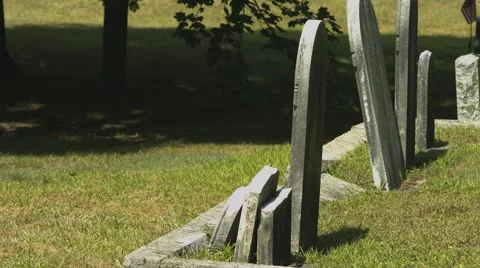 Multiple Headstones in Graveyard Stock Footage 40910830