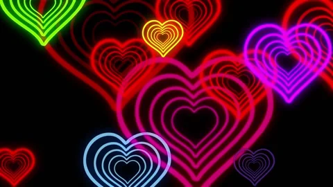 Multiple heart shapes lines in different colors Stock Footage 148153483