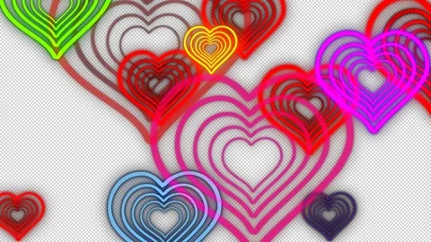 Multiple heart shapes lines in different colors Stock Footage 148162311