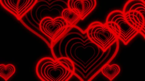 Multiple heart shapes lines in red  Stock Footage 148153497