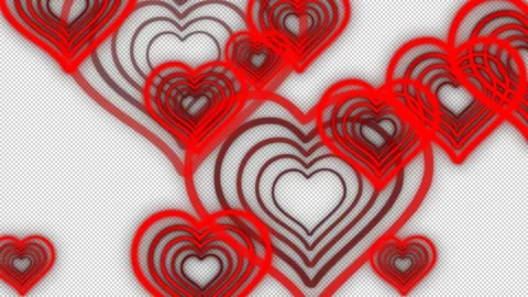 Multiple heart shapes lines in red alpha channel Stock Footage 148162202