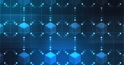 Multiple Hexagon lines connected dots moving technology bg. Contemporary pr.. Stock Illustration