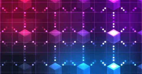 Multiple Hexagon lines connected dots moving technology bg. Contemporary pr.. Stock Illustration