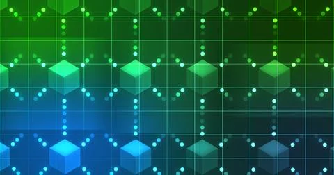 Multiple Hexagon lines connected dots moving technology bg. Contemporary pr.. Stock Illustration