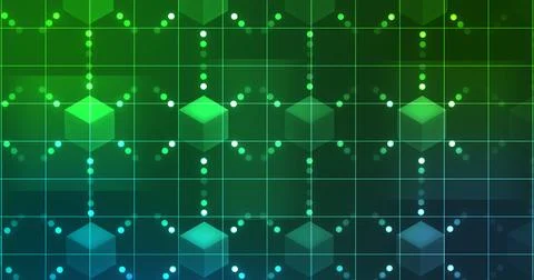 Multiple Hexagon lines connected dots moving technology bg. Contemporary pr.. Stock Illustration