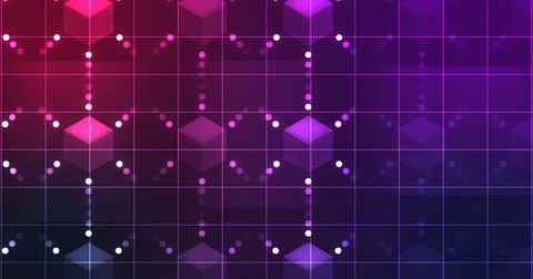 Multiple Hexagon lines connected dots moving technology bg. Contemporary pr.. Stock Illustration