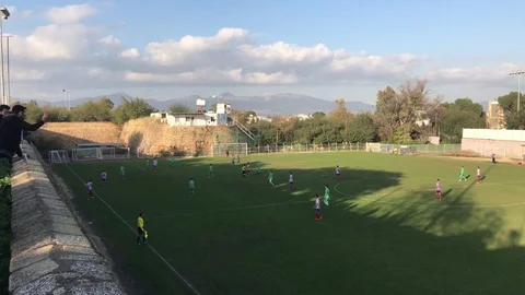 Multiple High Angle Shots of Amateur Football Match Stock Footage 101067653