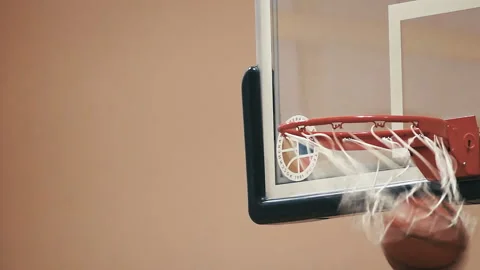 Multiple hits in the basketball ring. basket with a grid close-up Stock Footage 86389692