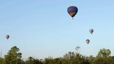 Multiple hot air balloons Stock Footage 76330666