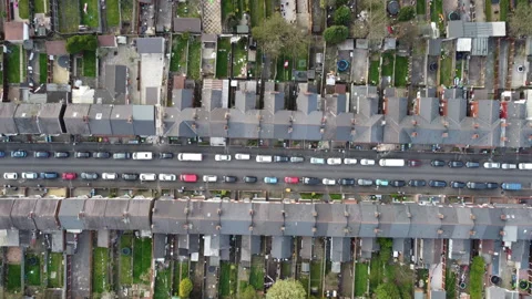 Multiple houses aligned with a small garden Stock-Footage 258282420