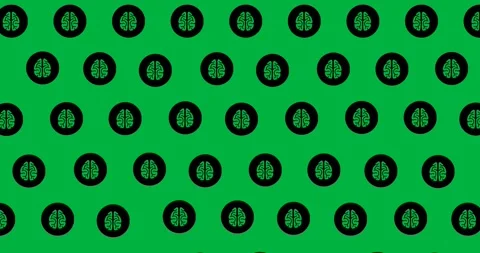 Multiple human brain icons in seamless pattern against copy space on transparent Stock Footage 318338645