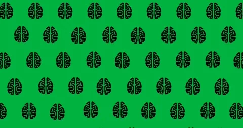 Multiple human brain icons in seamless pattern against copy space on transparent Stock Footage 318338647