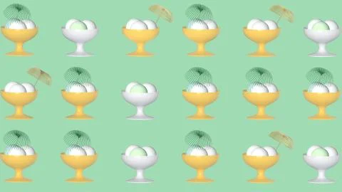 Multiple ice creams on green background Stock Illustration