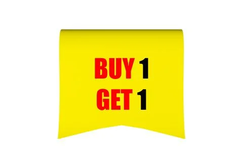 Multiple identical items displayed with a sign Buy get 1 Ilustração Stock