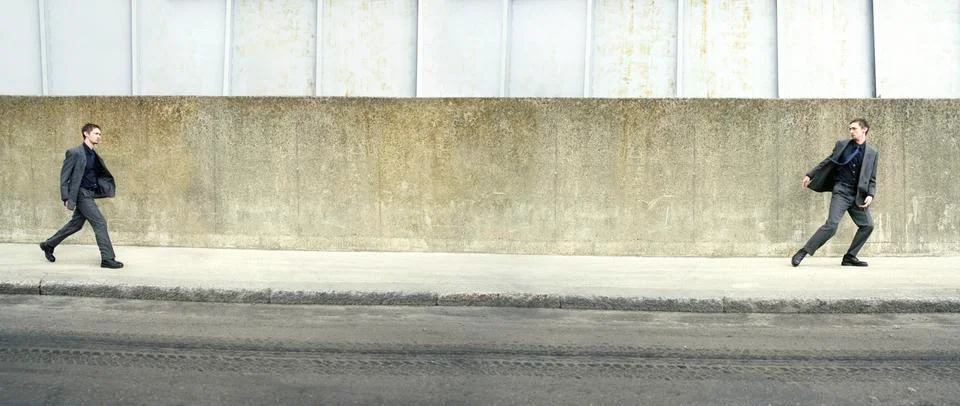 Multiple Image Of Man On Sidewalk Stock Photos