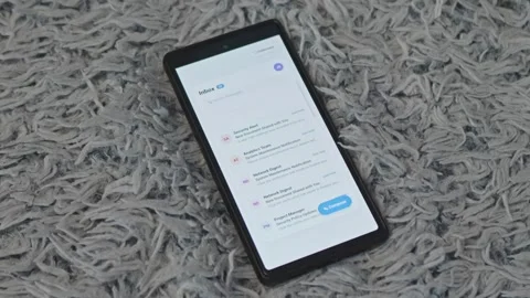 Multiple Incoming Emails Appearing on Smartphone Screen, Inbox Overload Concept Stock Footage 341569537