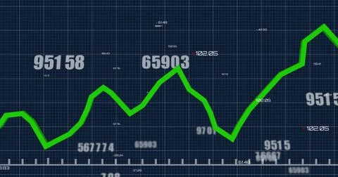 Multiple increasing numbers and statistical data processing against grid lines 스톡 일러스트