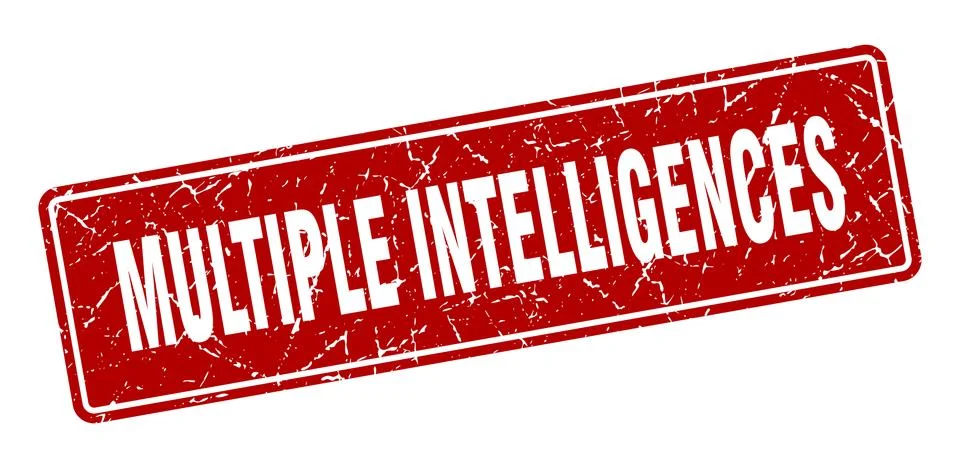 Multiple intelligences stamp. multiple intelligences vintage red label. Sign Stock Illustration