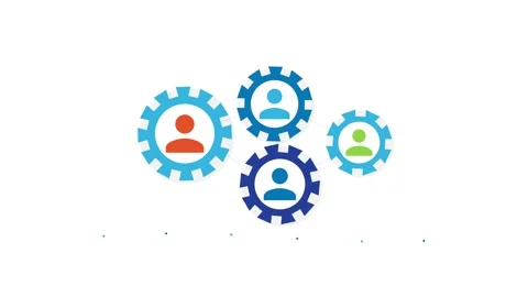 Multiple Interlocking Gears with Human Icons Representing Professional Busi.. Stock Footage 344034397