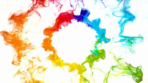 Multiple iridescent multicolored particle pulsating shockwave explosions alpha Stock Footage 115532512