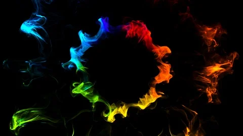 Multiple iridescent multicolored pulsating shockwave particle explosions alpha Stock Footage 120654290