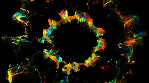 Multiple iridescent multicolored pulsating shockwave particle explosions alpha Stock Footage 120654500