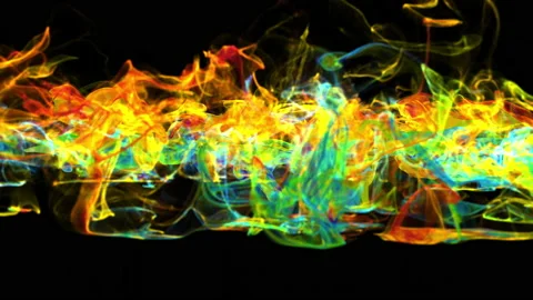Multiple iridescent multicolored pulsating shockwave particle explosions alpha Stock Footage 146312374