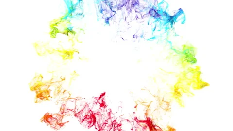 Multiple iridescent multicolored pulsating shockwave particle explosions alpha Stock Footage 157238812