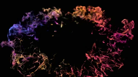 Multiple iridescent multicolored pulsating shockwave particle explosions alpha Stock Footage 200868796